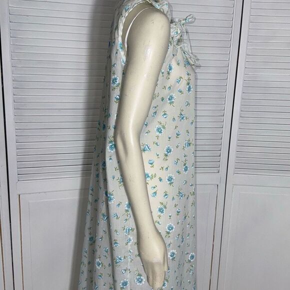 Vintage Amy Sue Blue Floral Prairie Long Sleeveless Nightgown Size Medium - Picture 8 of 15